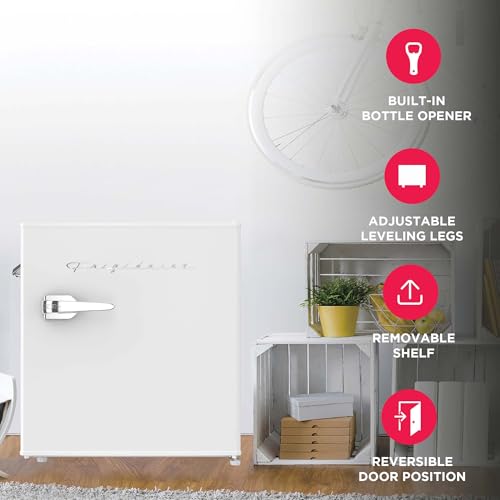 Frigidaire EFR176 Retro Compact Fridge with Chiller Mini Refrigerator with Built-in Bottle Opener for Office, Bedroom, Dorm Room or Cabin
