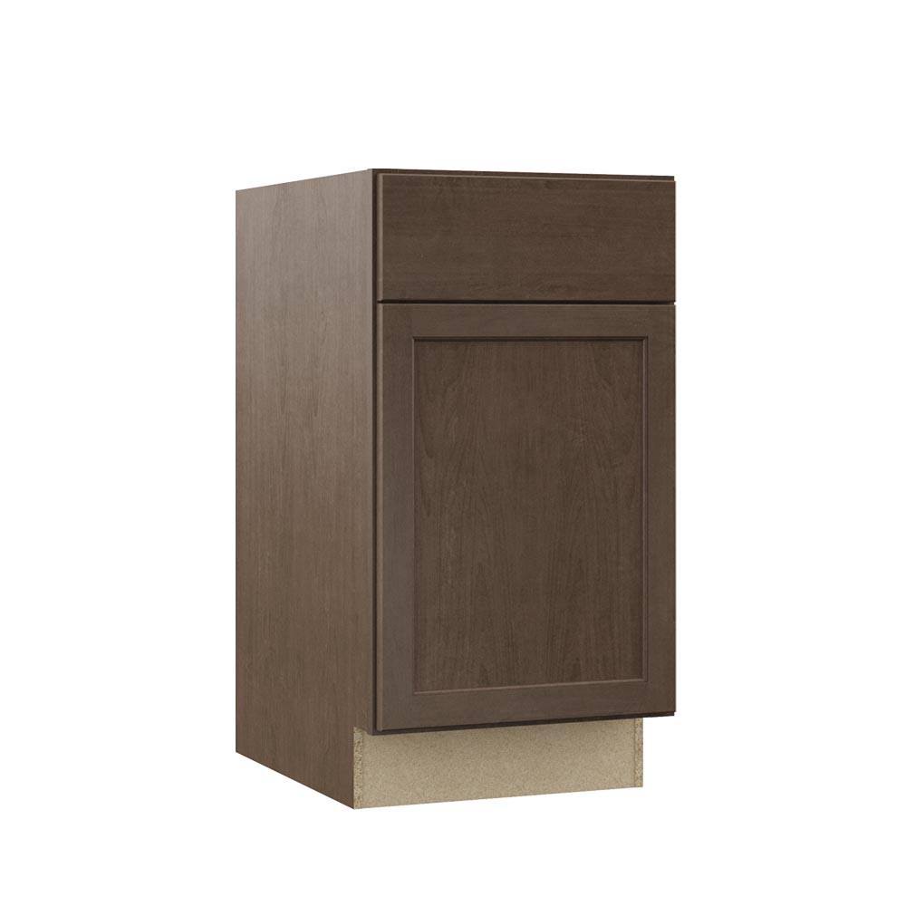 Hampton Bay Shaker Assembled 15x34.5x24 in. Base Kitchen Cabinet with Ball-Bearing Drawer Glides in Brindle