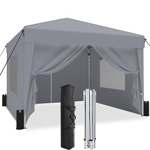 SANWAY 10x10 Pop Up Canopy Tent with Sidewalls x 4 &ndash; Easy Setup Canopy Tent, Waterproof, UV-Resistant