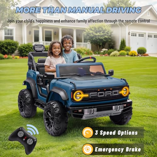 ENYOPRO 2 Seater Ride On Car for Kids, 24v Licensed Ford Bronco Raptor Electric Power Ride On Truck Toy with Remote Control