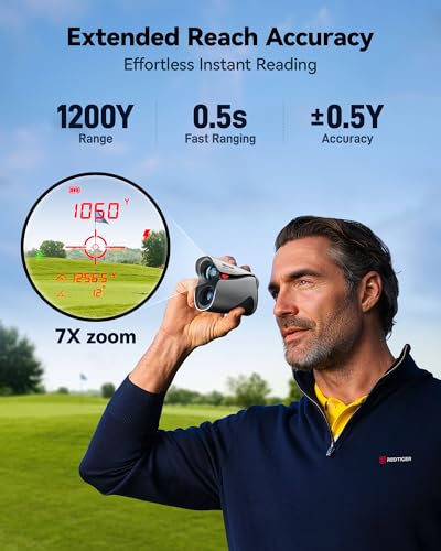 REDTIGER OLED Range Finder Golf with Slope, 1200 Yards Laser Rangefinder Golfing, 7X Magnification Range Finder Golf Magnetic