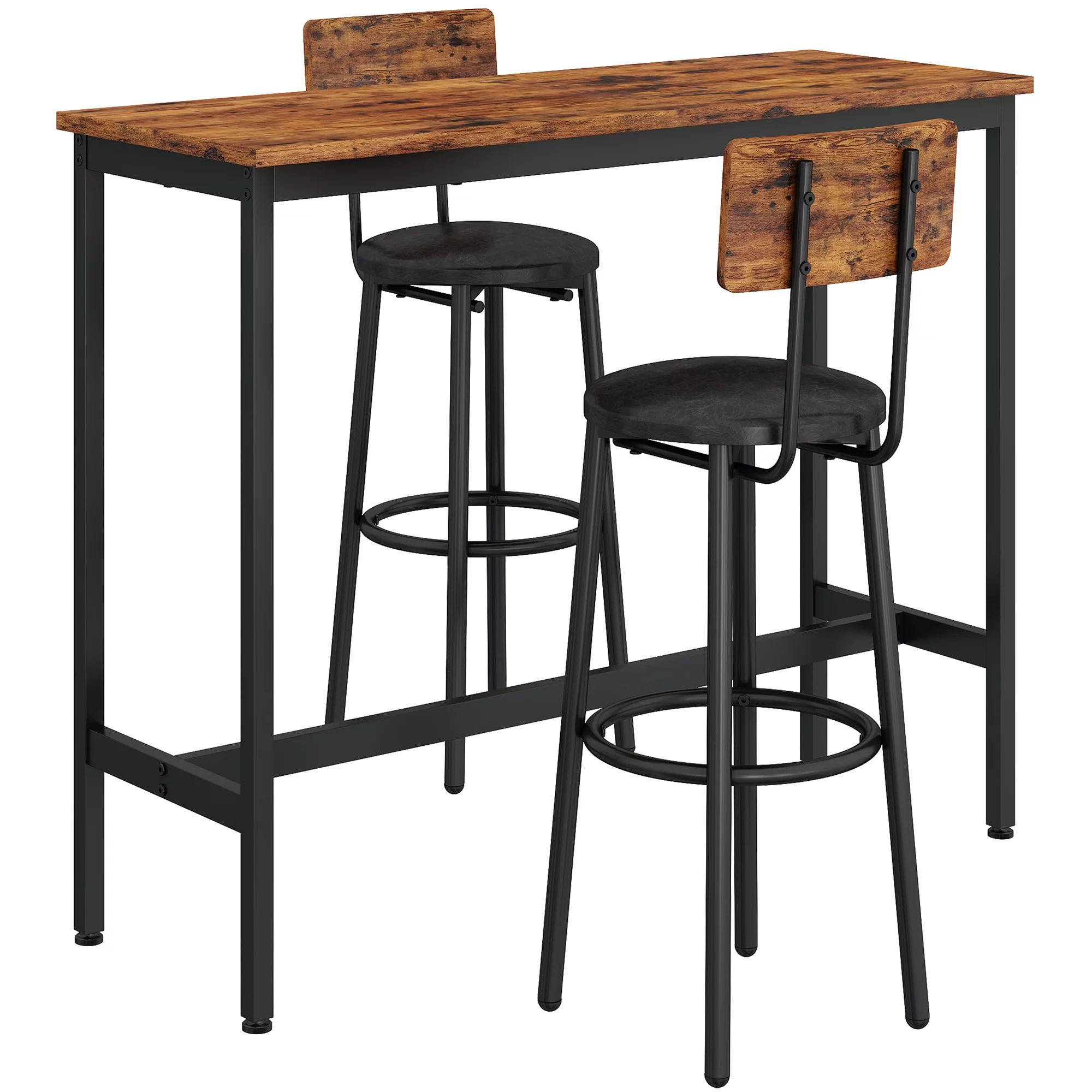 uhomepro 3 Pieces Bar Table Set, Modern Bar Table Set with 2 Stools, Home Kitchen Breakfast Table and Chairs Set Ideal for Pub, Living Room