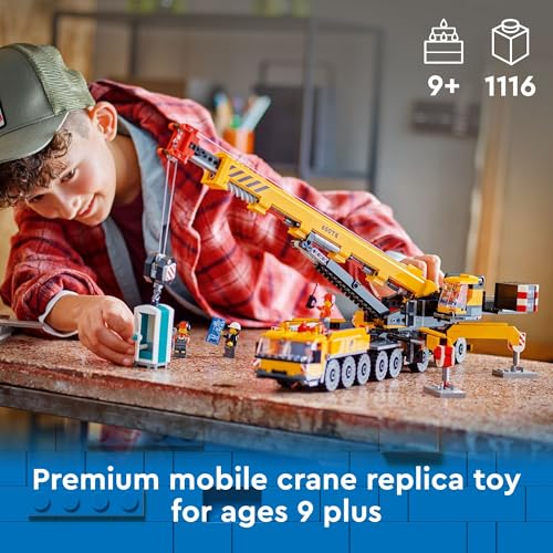 LEGO City Yellow Mobile Construction Crane Toy Set for Boys and Girls