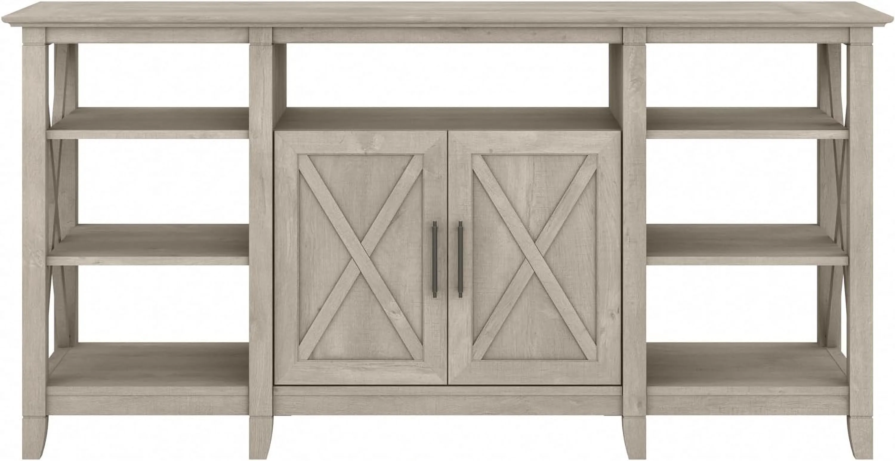 Key West Tall Stand for 65 Inch TV, Farmhouse Entertainment Center with Storage, Washed Gray