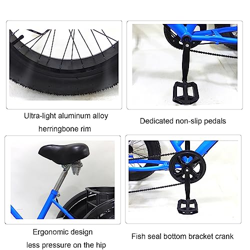24 inch Adult Tricycle,7 Speed Cruiser Trike, All Terrain Fat Tire 3 Wheel Bikes with Large Basket for Seniors, Women, Men