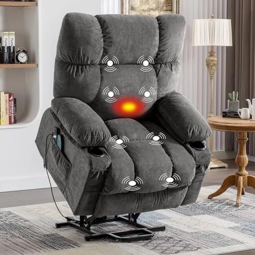 Power Lift Recliner Chair for Elderly,Recliner Massage Chair with Heat and Massage Recliner,Lift Chair Sofa with Infinite Position and Side Pocket
