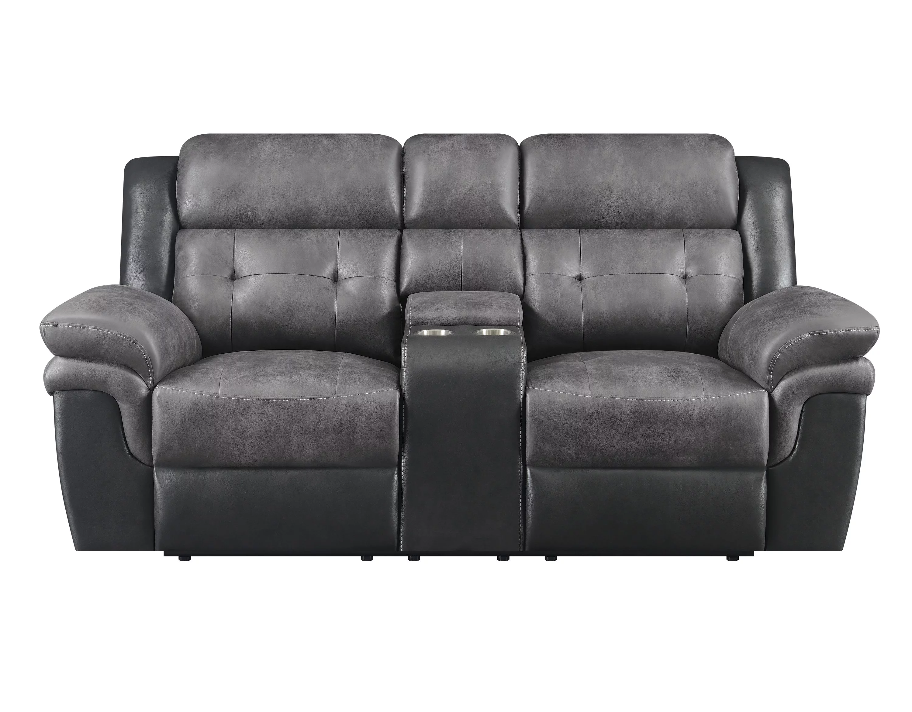 Saybrook Tufted Cushion Motion Loveseat Charcoal and Black