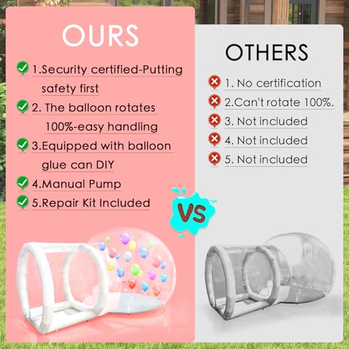 10FT Bubble House, Clear Balloon House, PVC Bubble House Dome Inflatable for Kids