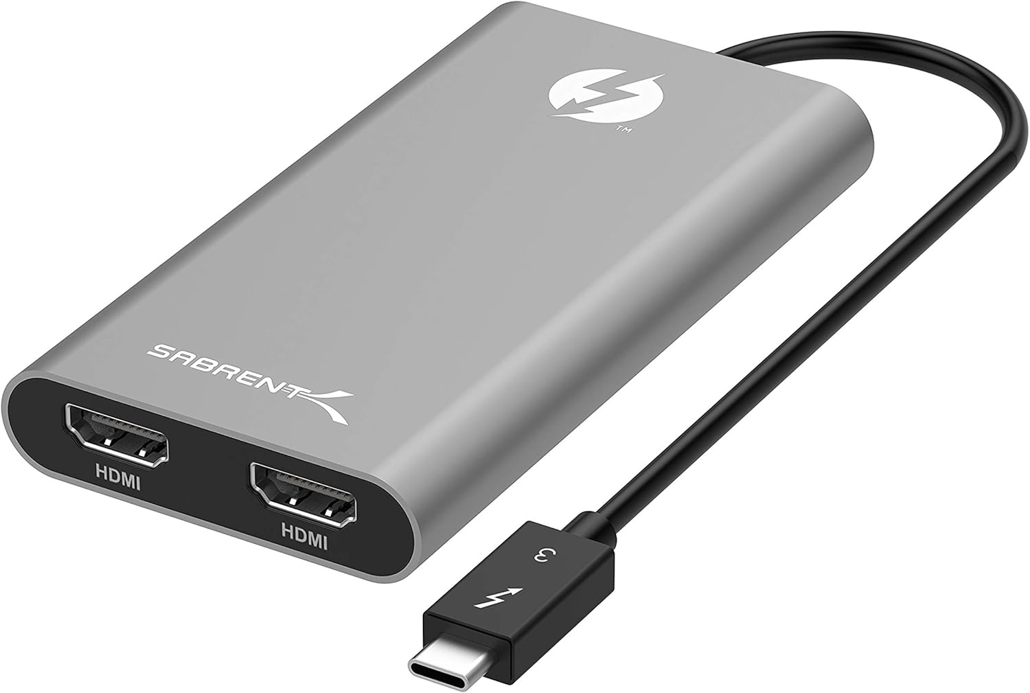 Sabrent Thunderbolt 3 to Dual HDMI 2.0 Display Adapter for Windows or Mac | up to 4K Resolution at 60Hz | Detachable Cable with Screw-in Lock