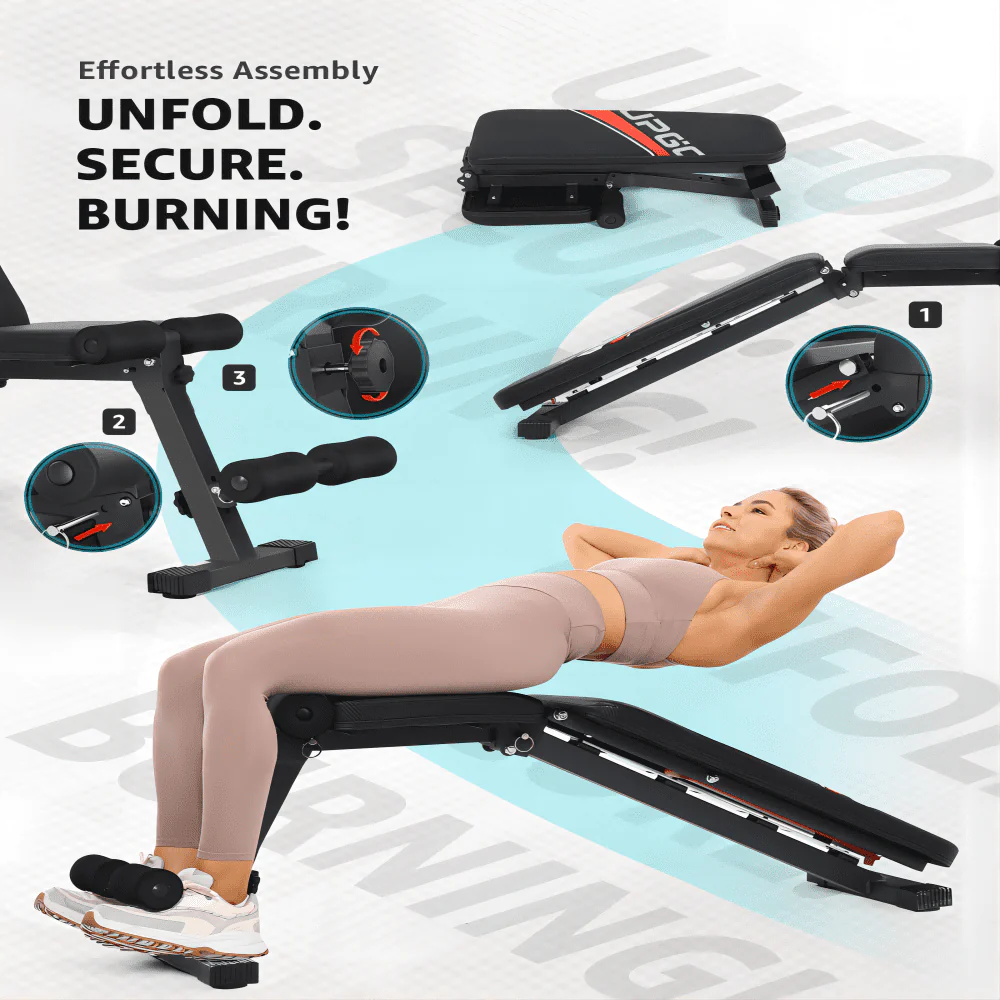 UPGO Adjustable Weight Bench with 660lbs Weight Capacity Foldable Workout Bench for Adult Up to 5.9' Gym Bench for Home