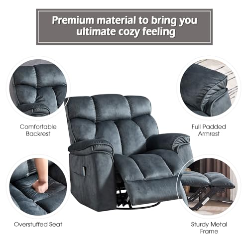 INZOY Massage Swivel Rocker Recliner with Heat and Vibration, Manual Rocking Recliner Chair with Vibrating Massage