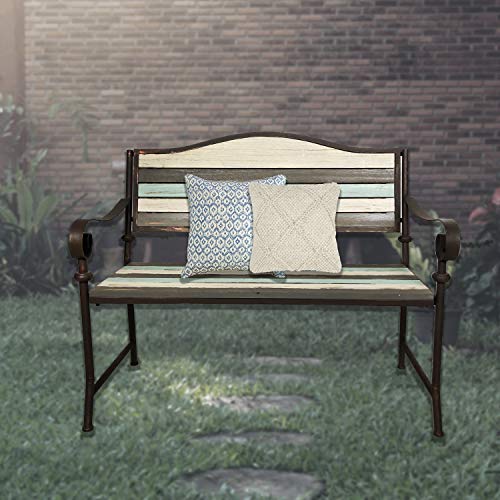45 Inch Patio Bench, Garden Bench, Porch Bench, Cast Iron Love Seat