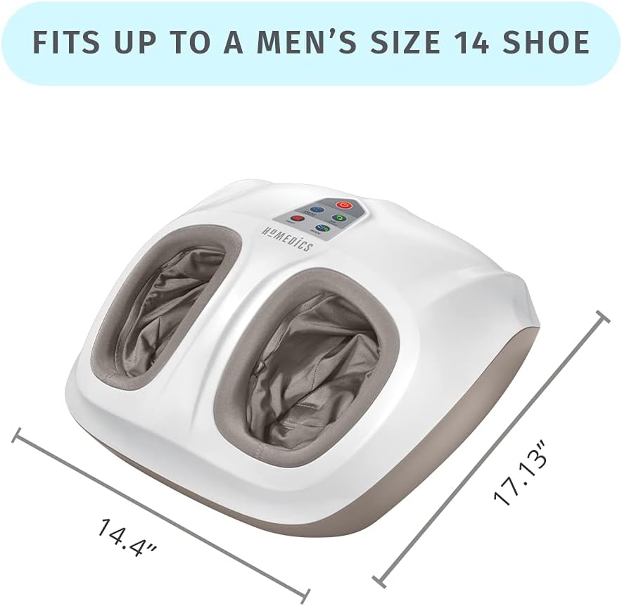 HoMedics Shiatsu Air 2.0 Foot Massager with Soothing Heat and Rhythmic Air Compression, 3 Customized Controls and Intensities, Washable Liner
