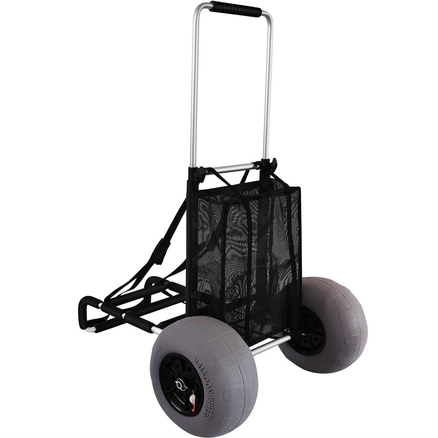 VEVOR Beach Cart Beach Wagon for Sand TPU 58.4 x 38.1cm Deck with Balloon Wheel