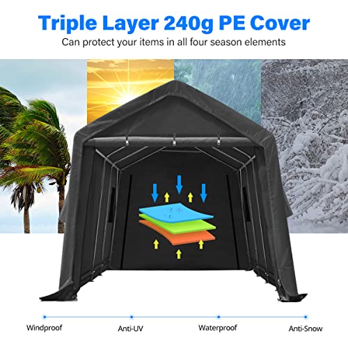 ADVANCE OUTDOOR 10x10 ft Heavy Duty Outdoor Patio Portable Canopy Storage Shelter Shed Carport with 2 Roll up Zipper Doors & Vents for Snowmobile