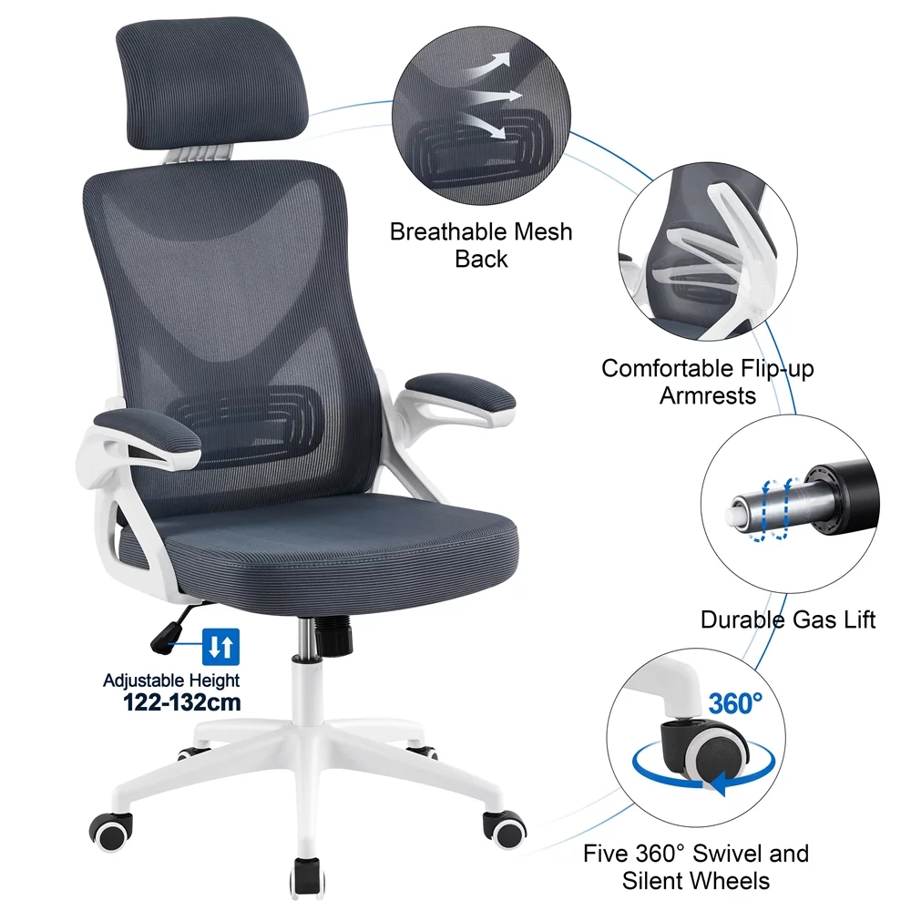 Alden Design Ergonomic Mesh Office Chair with High Back, Black