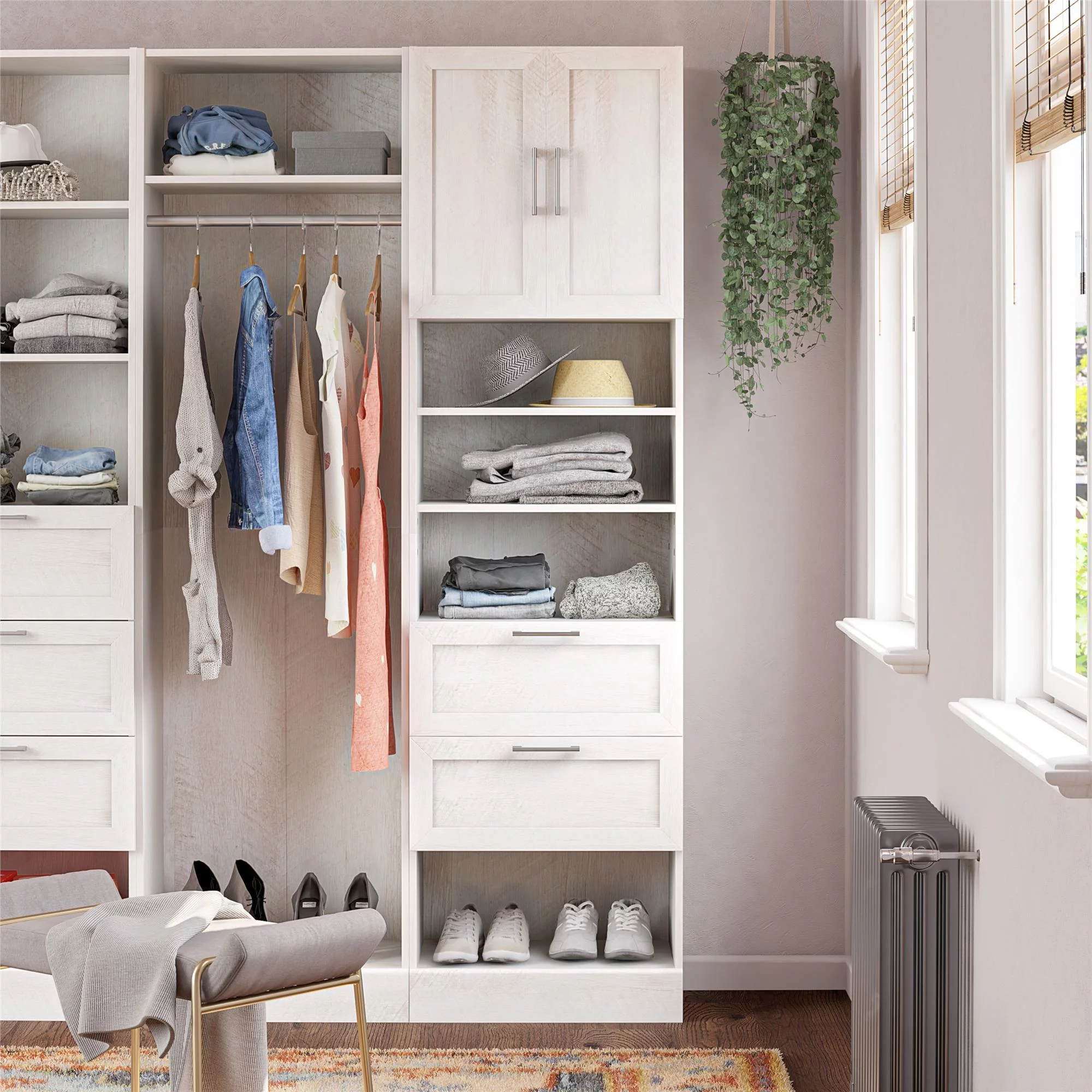 Systembuild Evolution Elba 2 Door 2 Drawer Modular Closet Unit, Ivory Oak