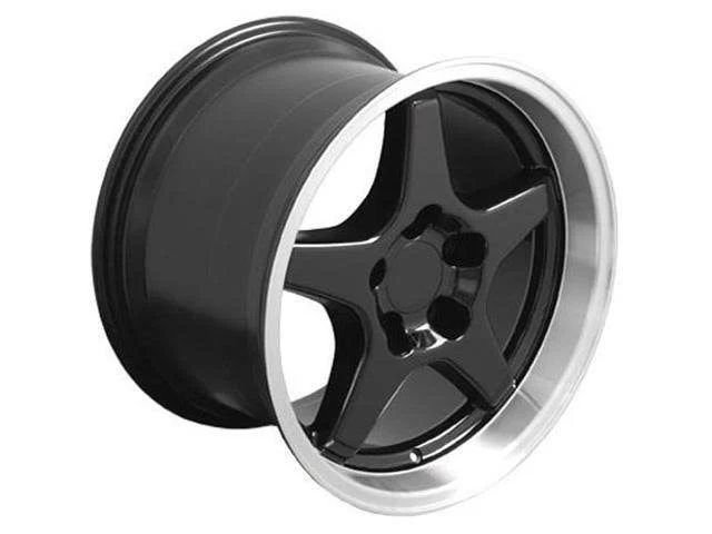 OE Wheels 17x11 Wheel Fits Corvette, Camaro - ZR1 Style Black Rim with Machined Lip - Rear Only