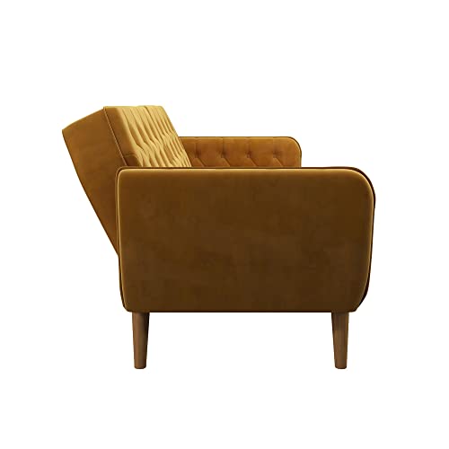 Novogratz Tallulah Memory Foam Futon, Convertible Couch, Camel Faux Leather
