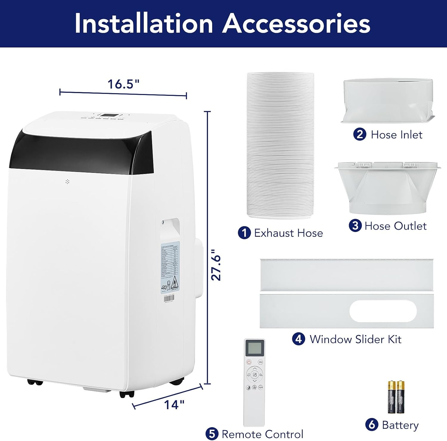 14,000 BTU Portable Air Conditioner, Powerful Cooling up to 750 Sq.Ft, 3-in-1 AC Unit with Dehumidifier & Fan Mode Efficient Energy Saving