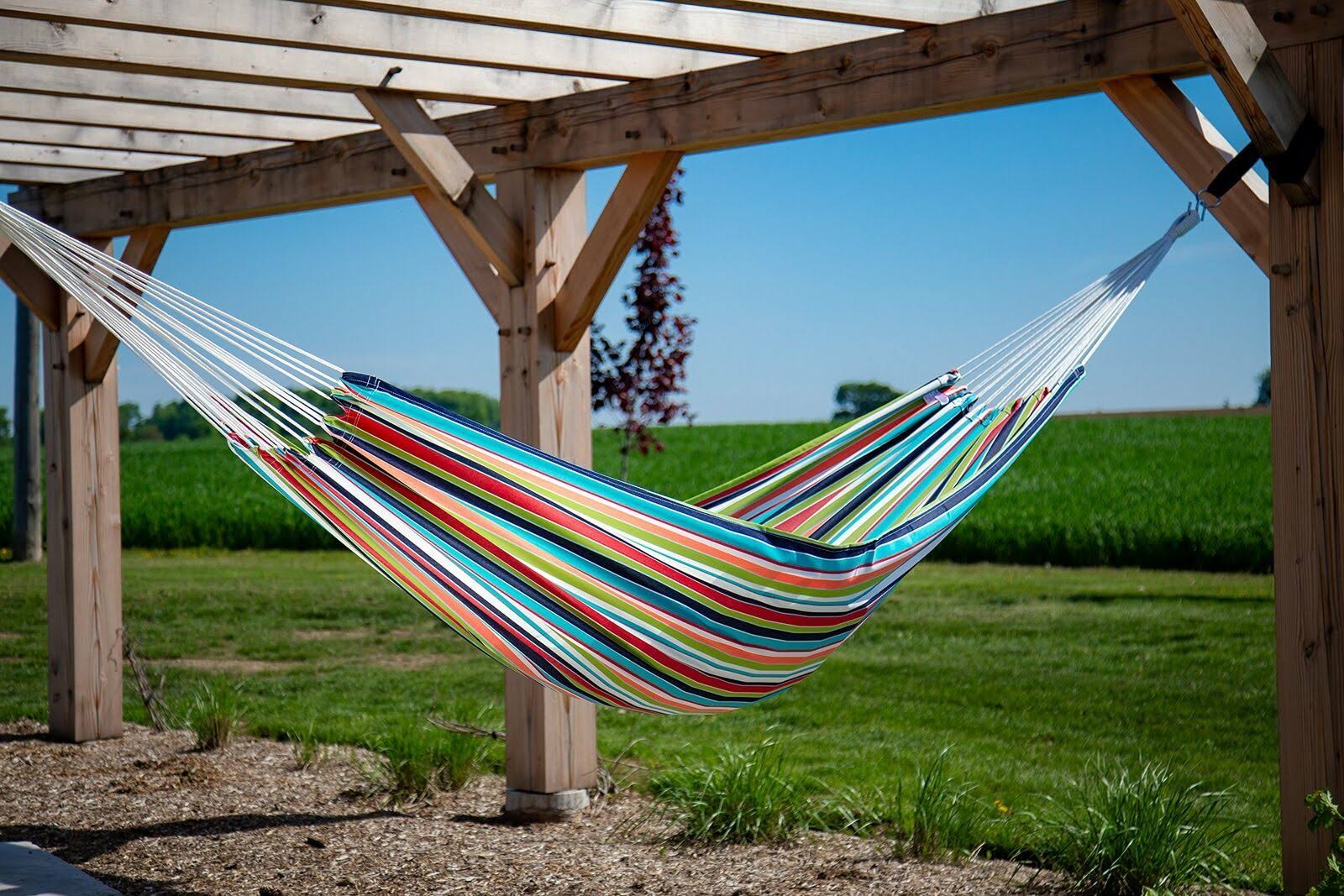 Vivere Brazilian Double Sunbrella Carousel Confetti Hammock
