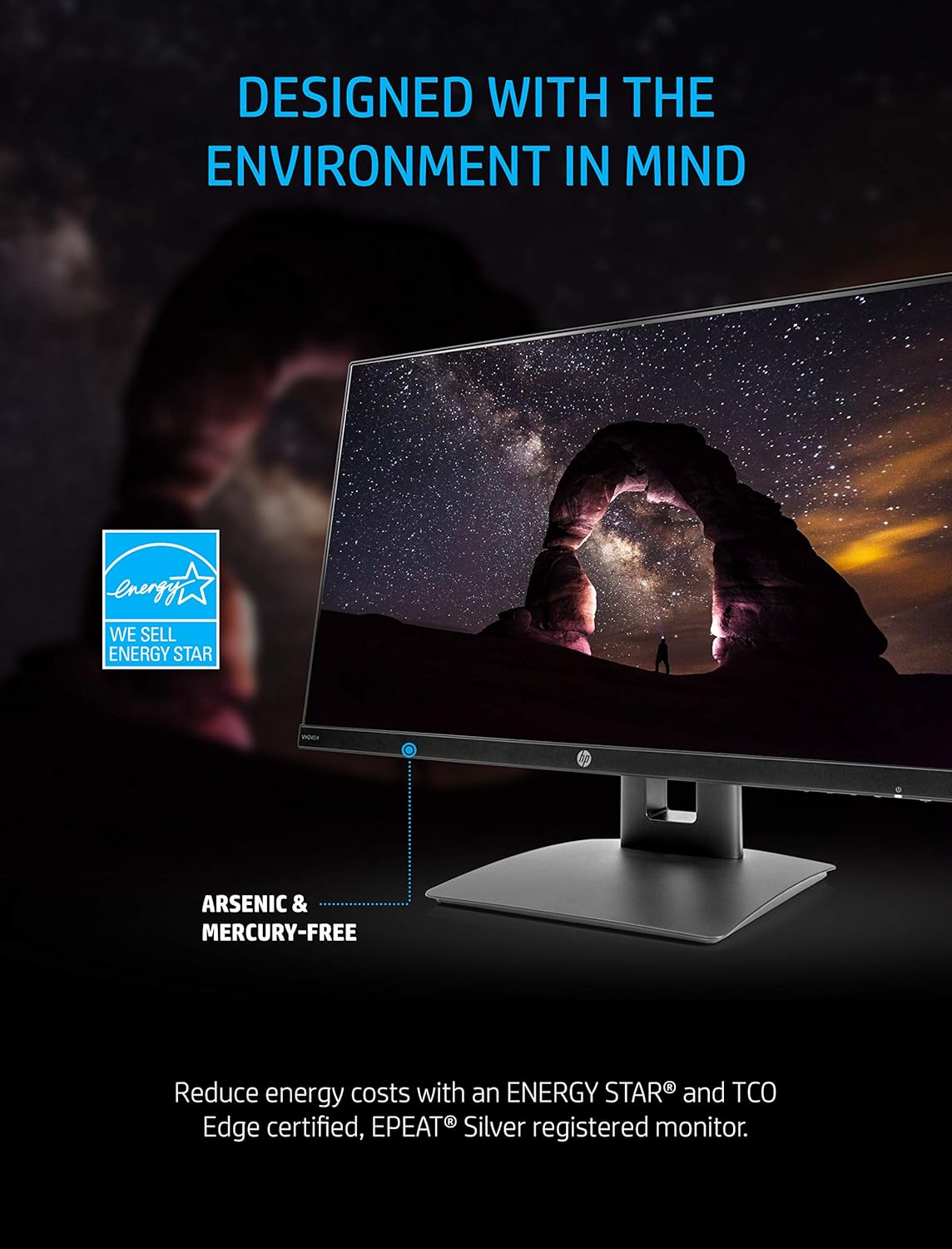 HP VH240a 23.8-Inch Full HD 1080p IPS LED Monitor with Built-In Speakers and VESA Mounting, Rotating Portrait & Landscape, Tilt