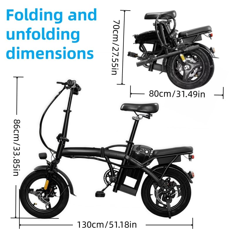Electric Bike for Adults, Peak 500W Brushless Motor Folding, 48V12AH Removable Battery, 23MPH Ebike with 35 Miles Range & PAS Mode