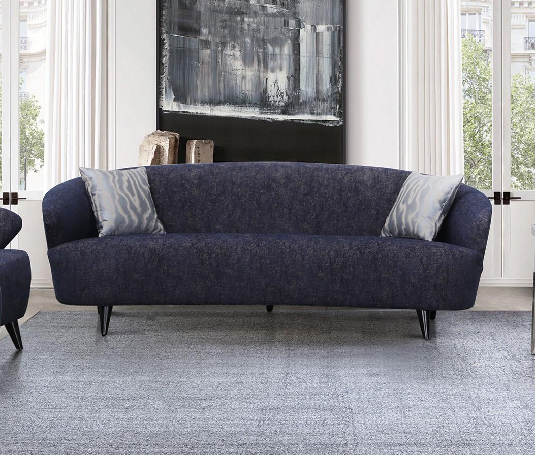 Modern Dark Blue Linen Sofa & Loveseat Set 2 Pcs American Eagle AE3806