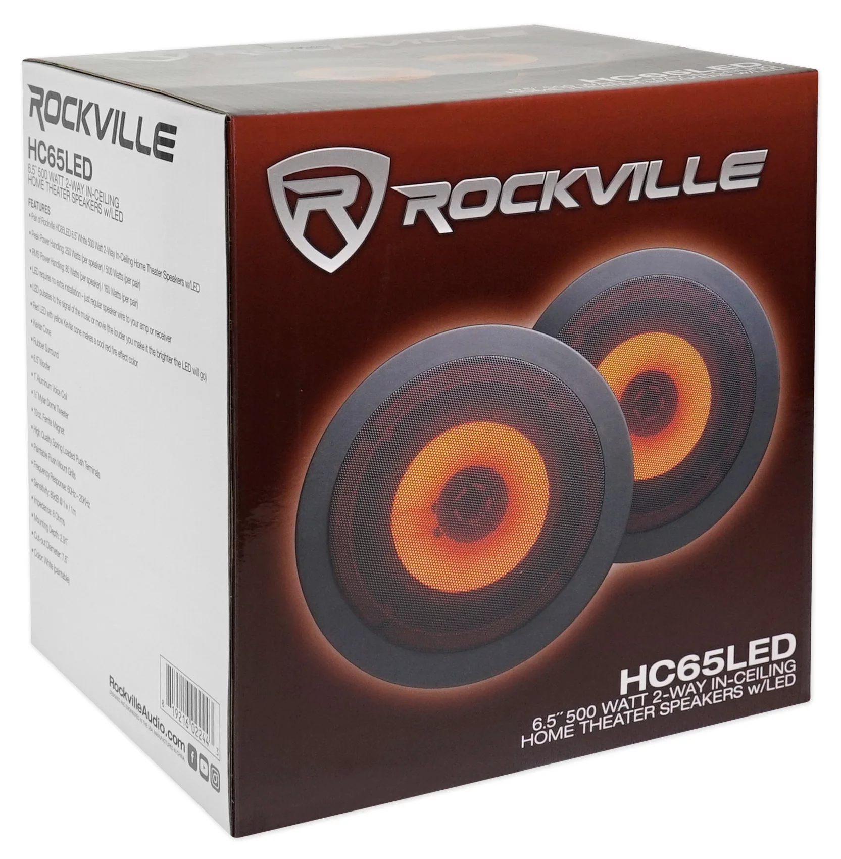 Rockville 1000w Home Theater Bluetooth Receiver+(4) In-Ceiling 6.5" LED Speakers