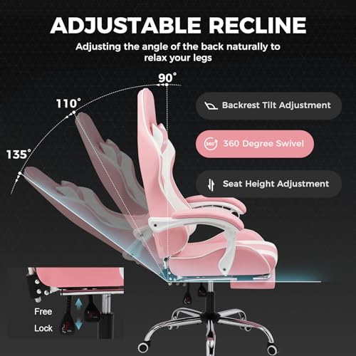 GTPLAYER Gaming Chair, Computer Chair with Footrest and Lumbar Support