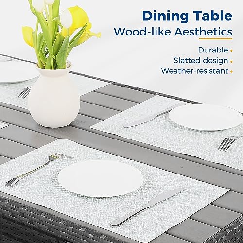 Wisteria Lane Outdoor Patio Furniture Set, 7 Piece Outdoor Dining Sectional Sofa with Dining Table and Chair