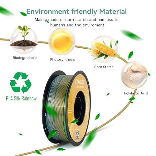 Kingroon Silk PLA Bundle 3D Printer Filament, Dimensional Accuracy +/- 0.03 mm, 10 kg Spool(22lbs)