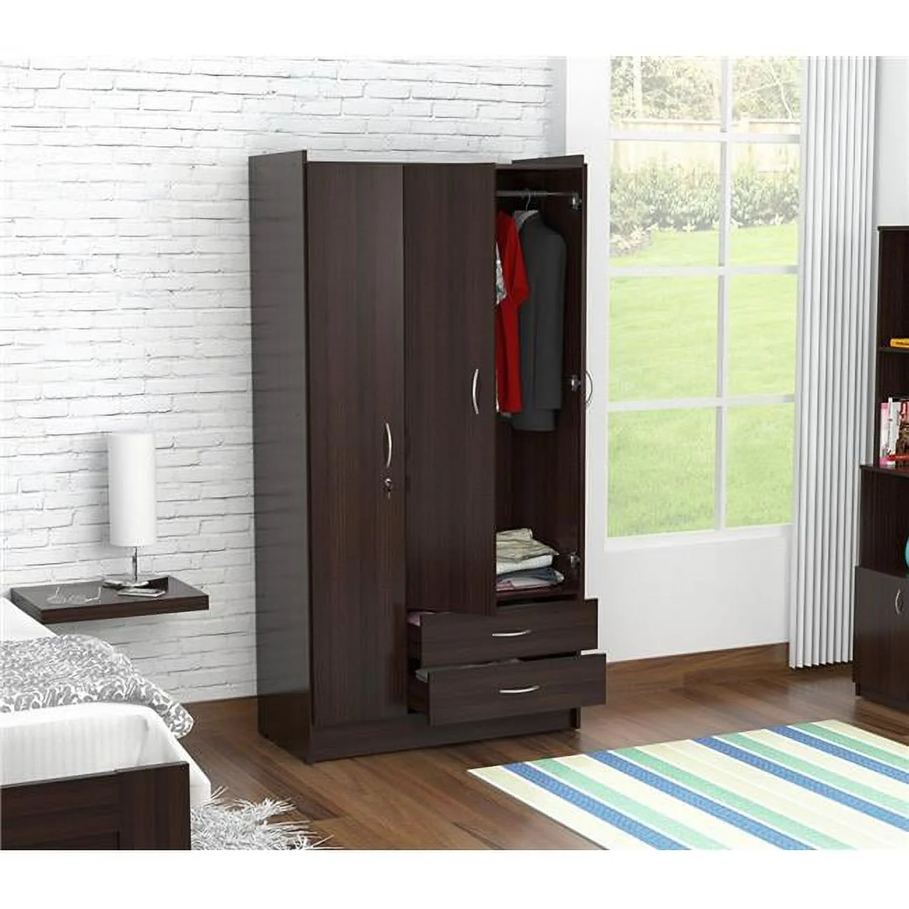 Three Door Wardrobe & Armoire - Melamine & Engineered wood