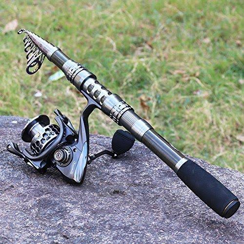 Sougayilang Spinning Fishing Rod and Reel Combos Portable Telescopic Fishing Pole Spinning Reels for Travel Saltwater Freshwater