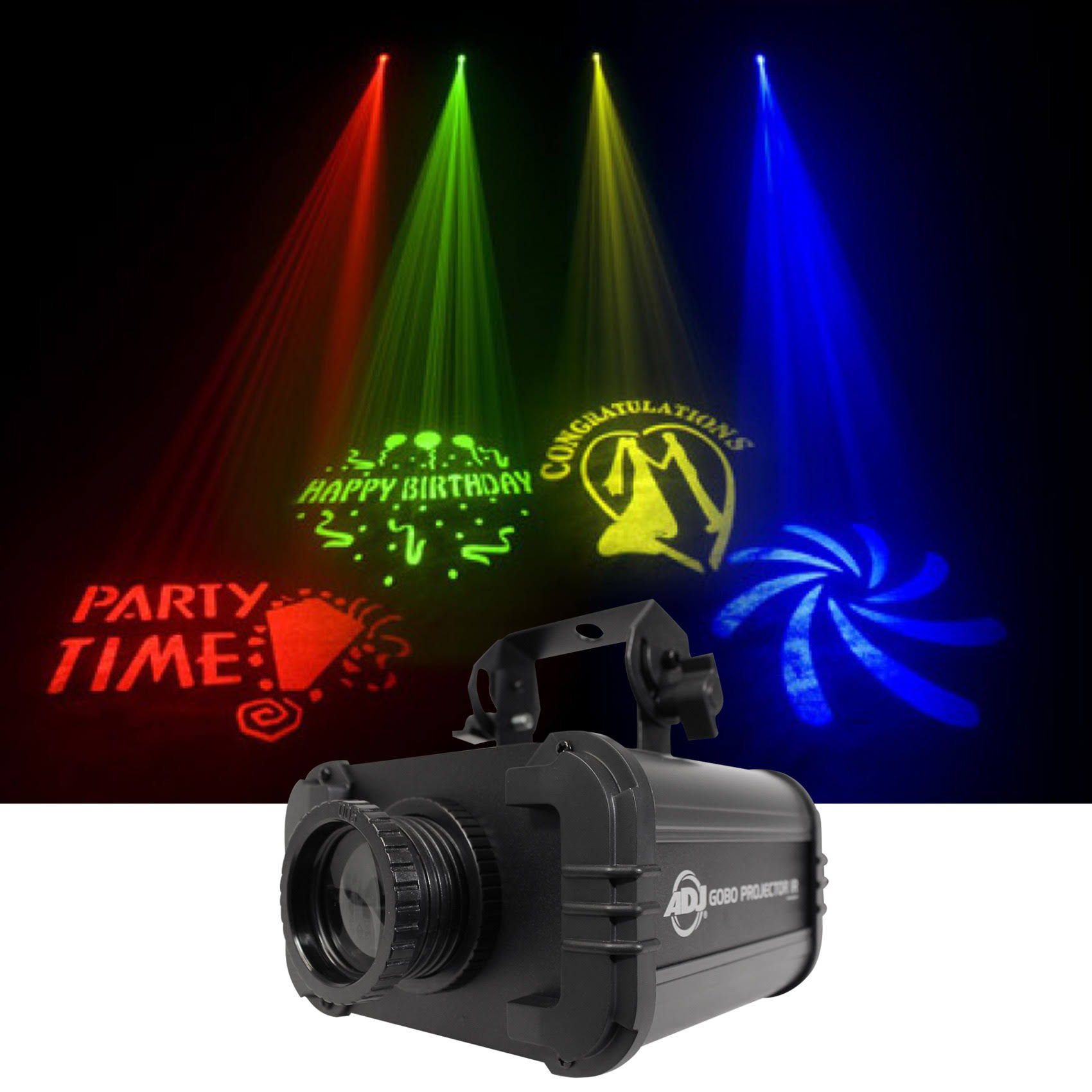 American DJ Adj Gobo Projector IR LED Light w/ 4 Colors+4 Patterns+(2) Scrims