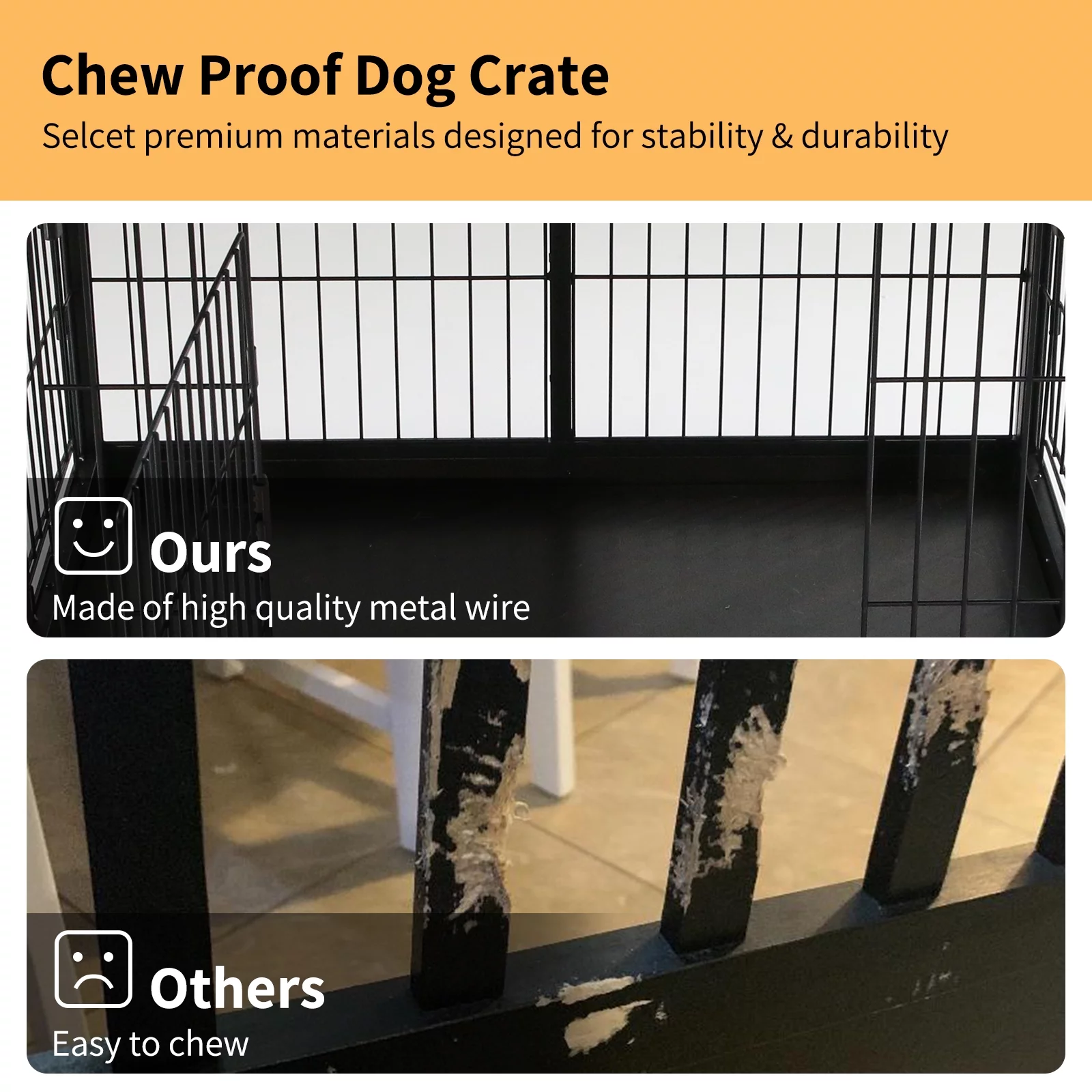 Dog Crate Furniture Indoor Dog Crate End Table Heavy-Duty Dog Cage with Dog Mat, Three-Door Dog House Black
