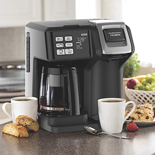 Hamilton Beach (49976 Coffee Maker, Single Serve & Full Coffee Pot,Compatible withK-Cup Packs or Ground Coffee, Programmable, FlexBrew