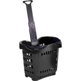 Versacart Plastic Rolling Shopping Basket 43 LITER Black - Pkg Qty 6
