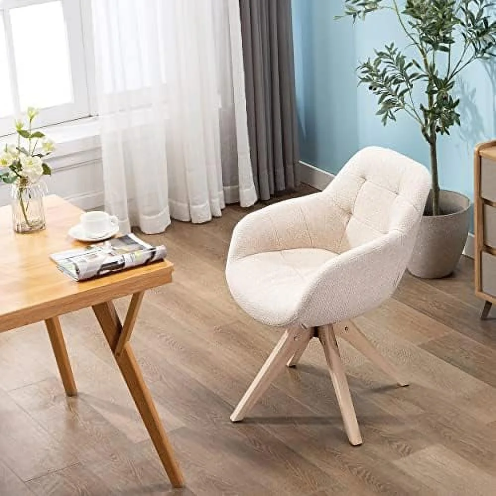 xrboomlife Mid Century Modern Swivel Armchair  Contemporary Fabric Accent Chair  Home Office Desk Chair No Wheels  Dining Chair Tufted Back with