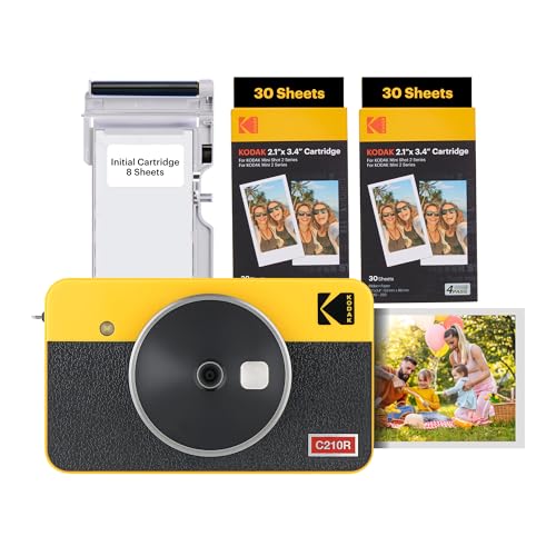 KODAK Mini Shot 3 Retro 4PASS 2-in-1 Instant Digital Camera and Photo Printer (3x3 inches) + 60 Sheets Cartridge Bundle, White