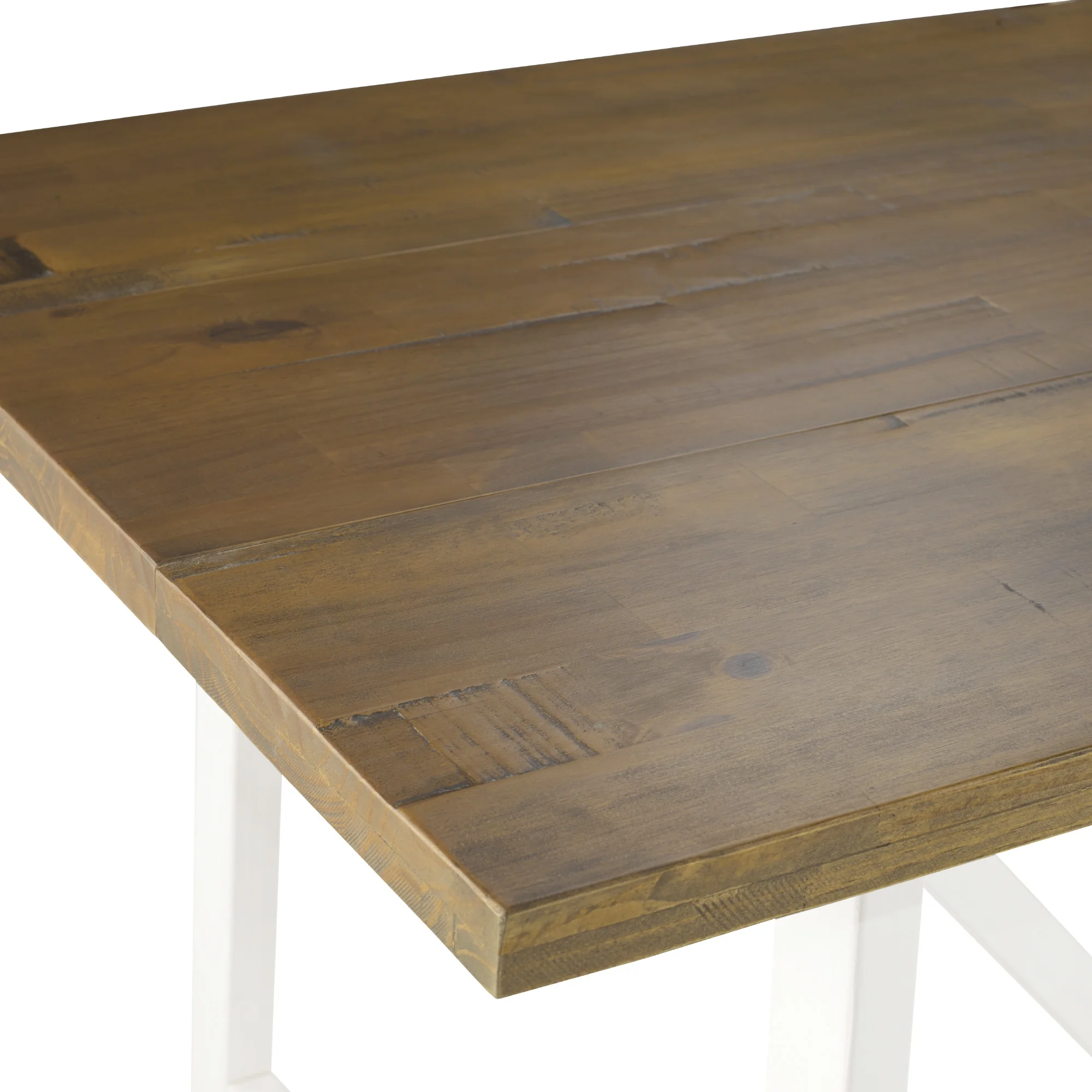 Walker Edison Modern Solid Wood Trestle Dining Table, Rustic Oak/White