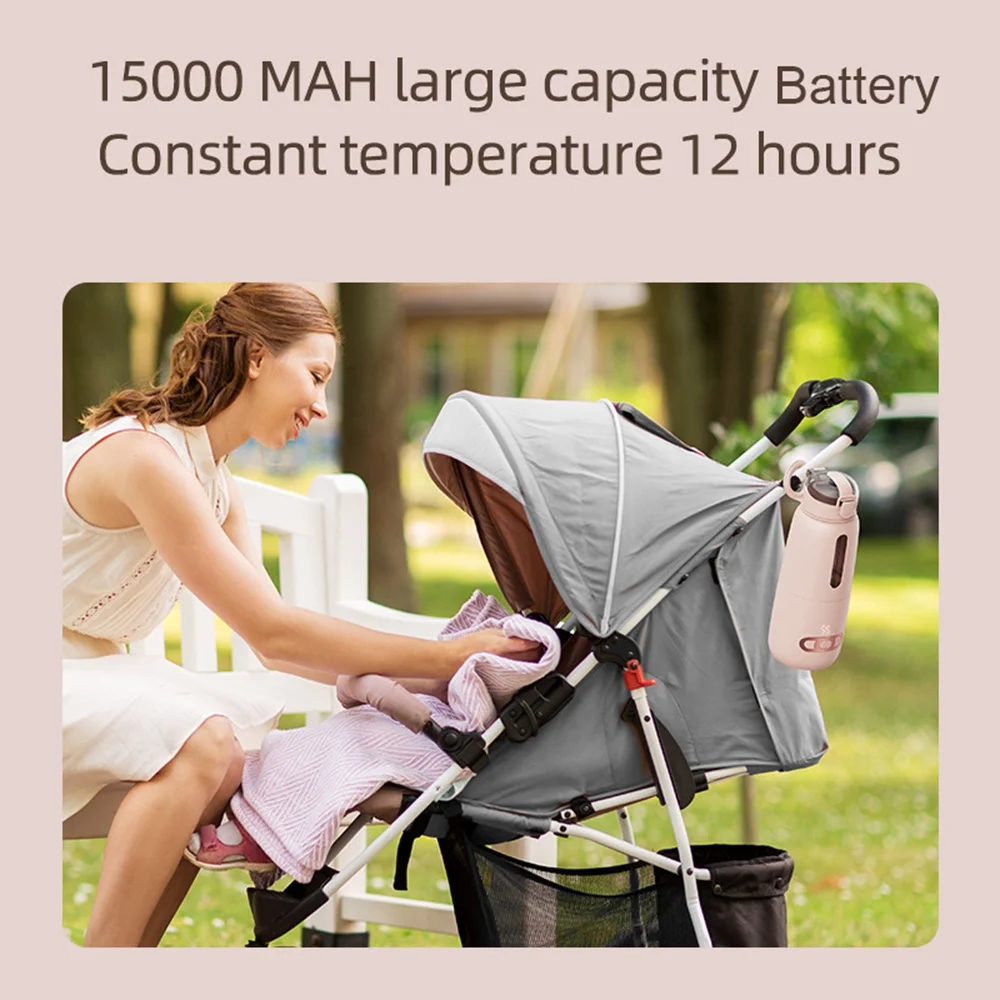 Aibecy Portable Warmer for Formula 300ml Capacity Precise Control Built-in Battery Wireless Instant Warmer Electric Kettle for Car Travel Outdoor