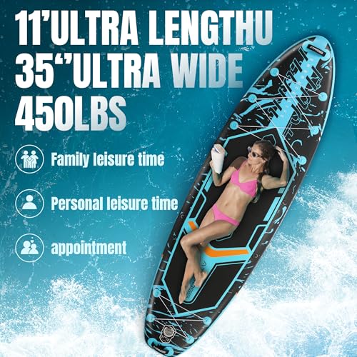 11'6"x35" Inflatable Stand Up Paddle Board 450LBS Weight Capacity Extra Wide Non-Slip Stable Deck Adult SUP