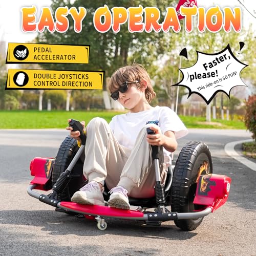 Electric Drift Kart with 16" Large Tyres, 360° Swivel Capability, Dual Lever Steering, 12V Ride On Toys for Boys and Girls from 3 Years Old