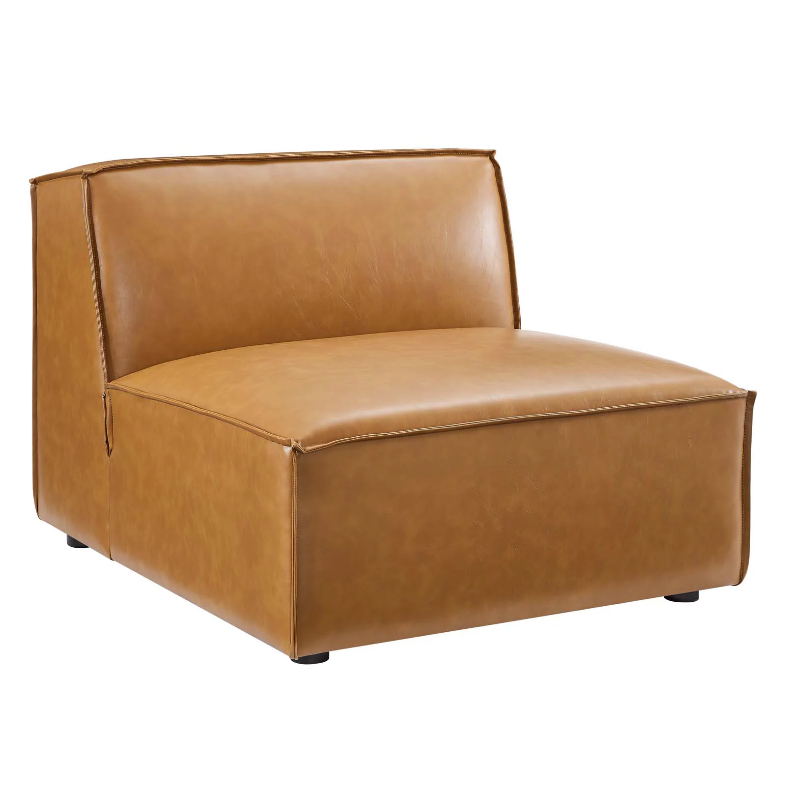 Modway Restore 6-Piece Vegan Leather Sectional Sofa in Tan - Radiant Selections