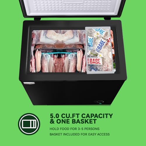 Chest Freezer Small Deep Freezers WANAI 3.5 Cubic Feet Mini Freezer White Free-Standing Top Door Freezer Removable Storage Basket Compact 7