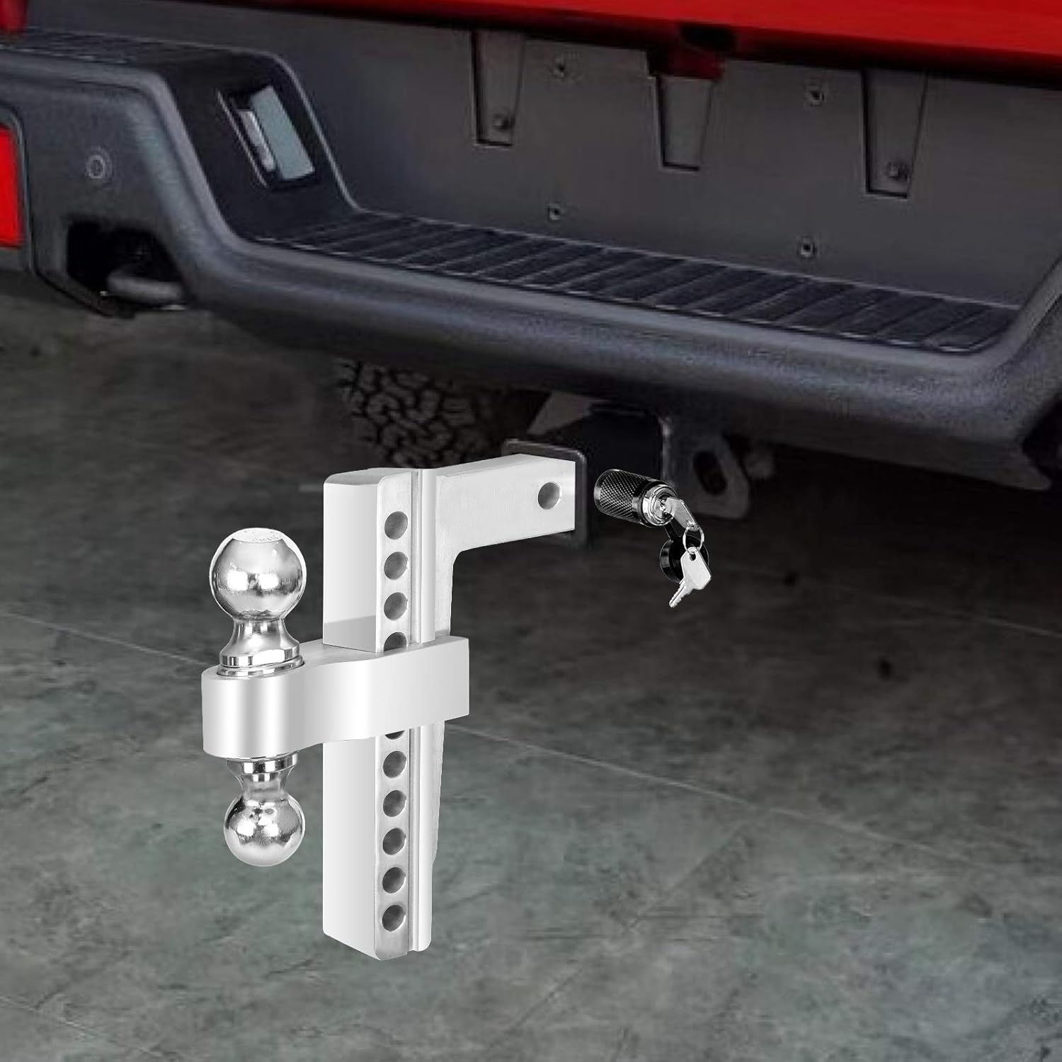 Fullwatt Dual Ball Mount Hitch Adjustable Drop/Rise, Aluminum Trailer Hitch for Vehicles, Fits 2" Receiver with Pin Lock (10 inch)