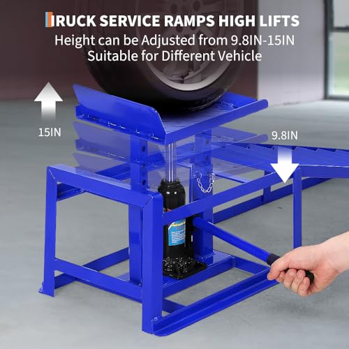 2PCS Hydraulic Car and Truck Service Ramps,11023 Lbs (5 Tons) Capacity, Portable Lifts Ramps for Oil Changes, Adjustable Lift Height 9.8" to 16.21"