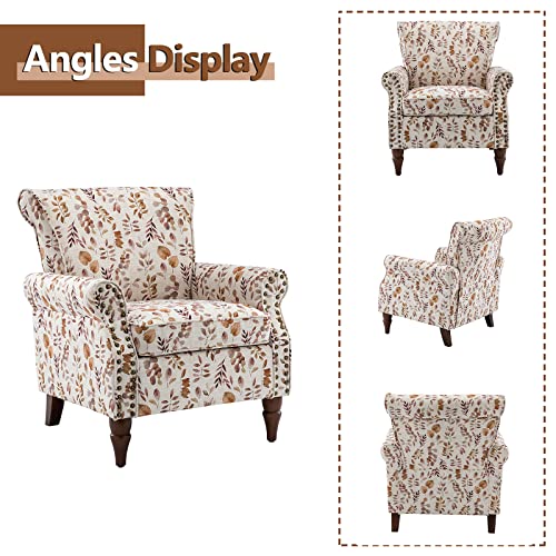 HULALA HOME Modern Wingback Accent Chair with Wood Legs & Removable Cushion, Comfy Upholstered Armchair with Nailhead Trim