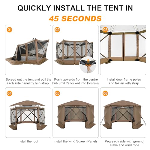 COBIZI 12x12ft Pop up Gazebo Screen Tent Screen House for Camping, Camping Outdoor Screened Gazebo, Canopy Tent